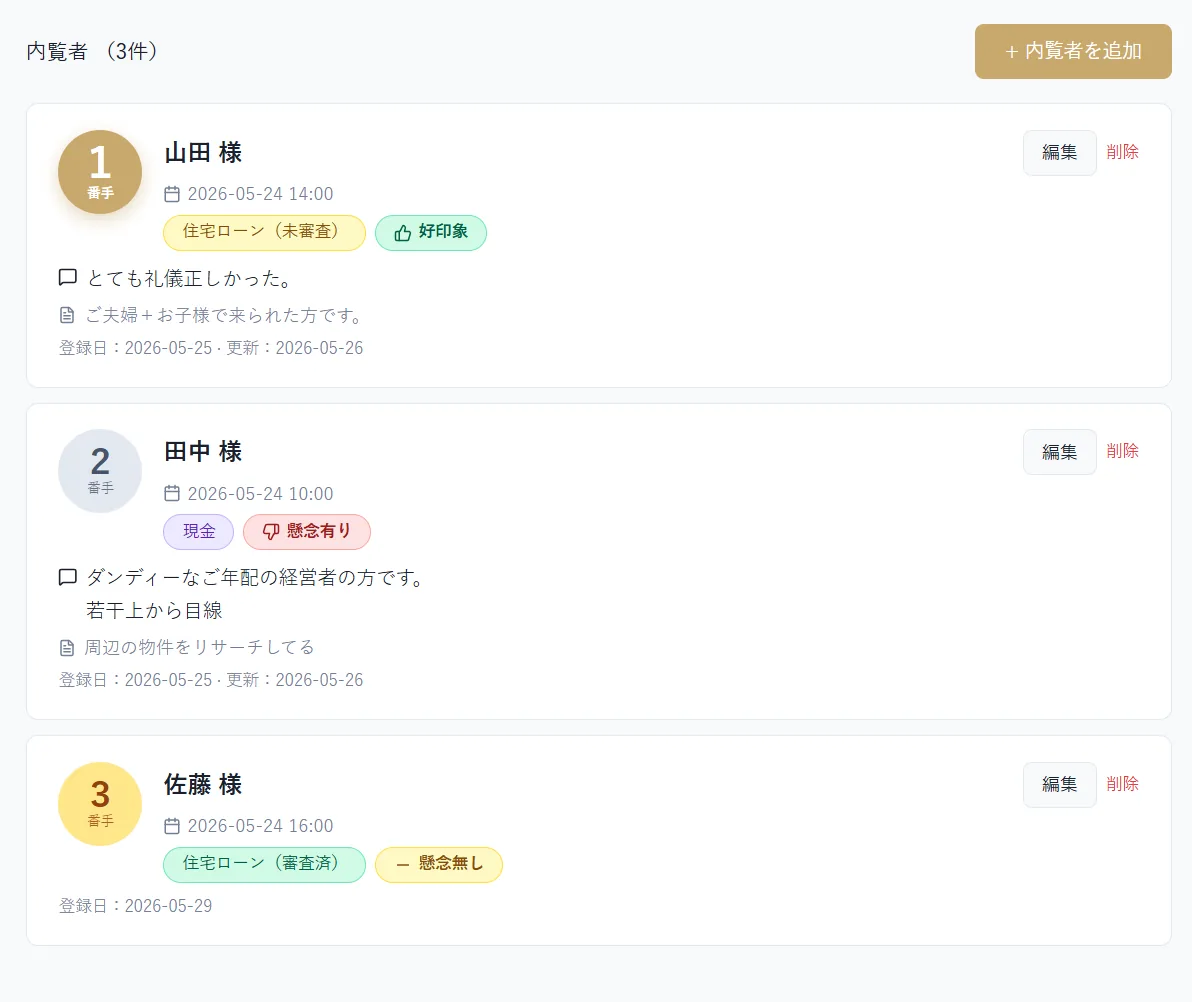 内覧評価画面